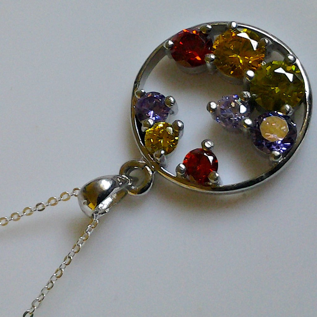 Multi Quartz And Cz Necklace